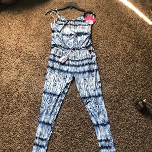 Kids blue tie-dye jumpsuit